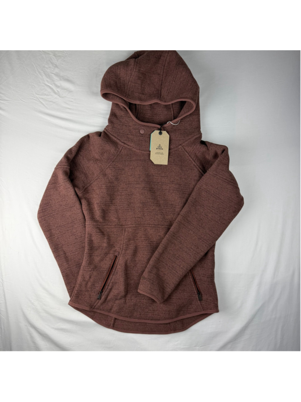 prAna Tri Thermal Threads Pullover XS Mauve Polartec Gorpcore Hoodie Hiking NWT